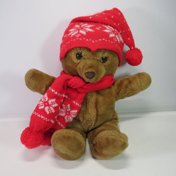 TEDDY BEAR WEARING HOODIE (can come off) 14" long Stuffed Animal PLUSH knit hat - Picture 8 of 12